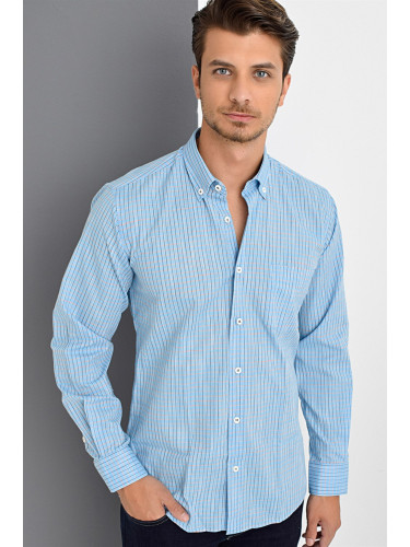 Мъжка синя риза с дълъг ръкав