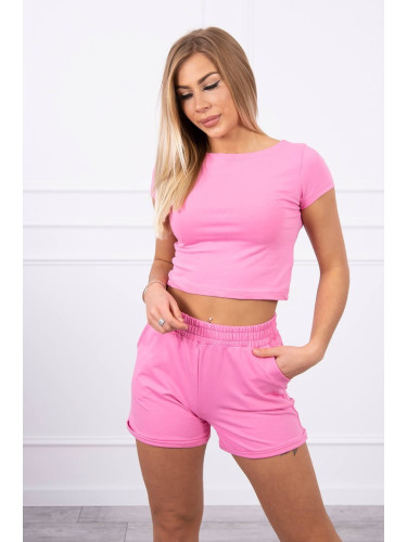 Cotton set with shorts in pink color