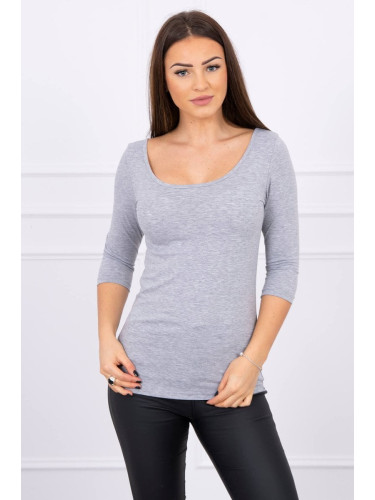 Blouse with round neckline gray melange