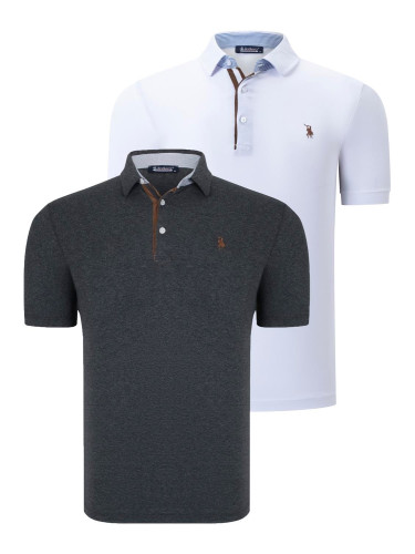 DUAL SET T8582 DEWBERRY MENS T-SHIRT-WHITE-ANTHRACITE