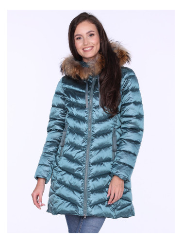 PERSO Woman's Women's winter jacket with natural fur on the hood,casual style