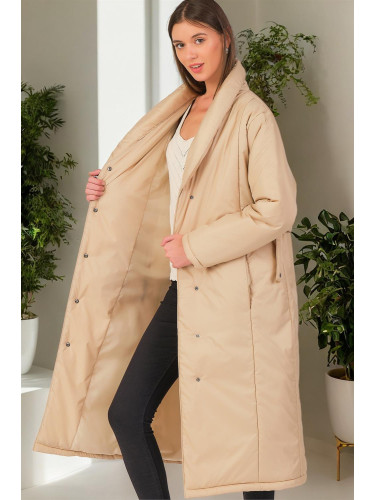 Z6688 DEWBERRY WOMEN'S COAT-PLAIN BEIGE