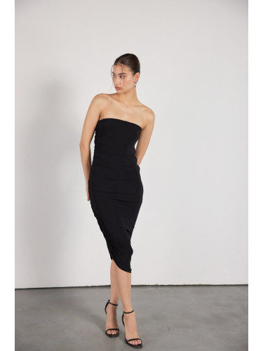 VATKALI лимитирана серия драпирана рокля черна