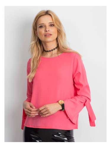 Blouse with flared tied sleeves coral