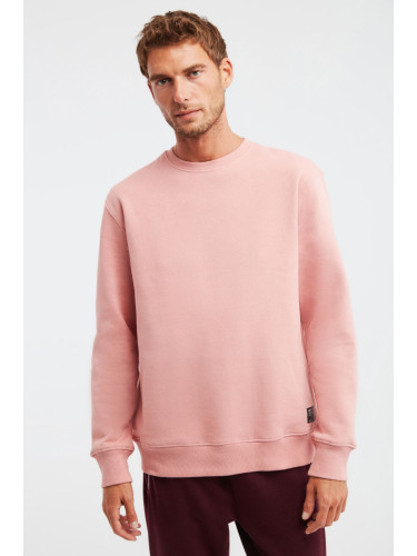 GRIMELANGE Travis Men's Soft Fabric Regular Fit Round Neck Pink Sweatshir