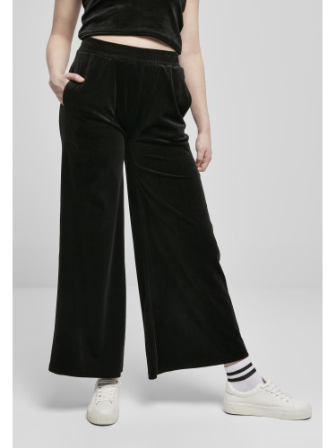 Women's straight velvet sweatpants with high waist black