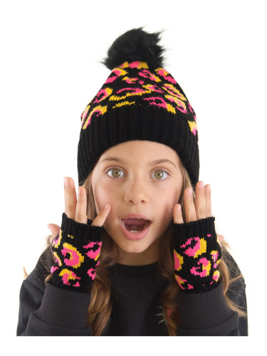 mshb&g Pink Leopard Girls Beanie Gloves Set