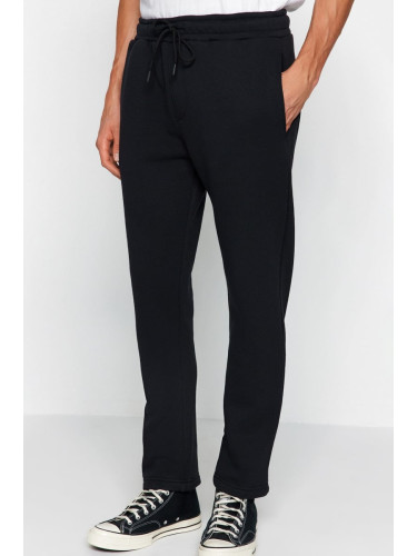 Trendyol Black Regular/Normal Cut Cotton Open Leg Sweatpants