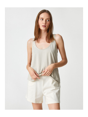 Koton Pajama Tops Round Neck Sleeveless Modal Blend