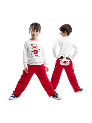 Denokids Deer Christmas Boy Red Velvet Suit