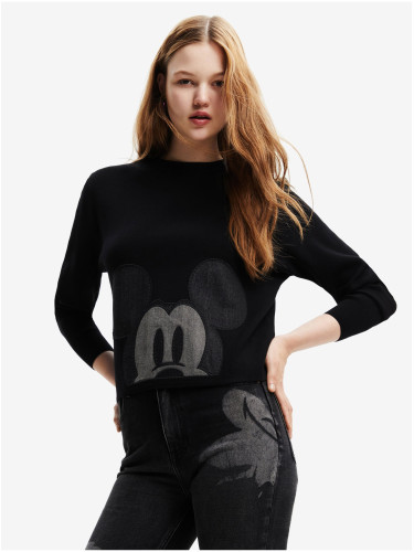 Black Women's Sweater Desigual Mickey Patch Denim