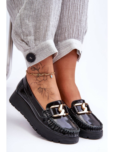 Zazoo Кожени мокасини на платформа с декорация Black Desmond