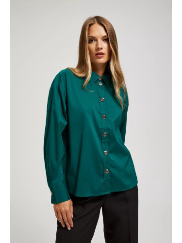 Marisse Emerald Shirt With Decorative Buttons