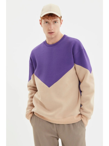 Trendyol Purple Regular/Normal Cut Crew Neck Fleece/Warm Cotton Sweatshirt