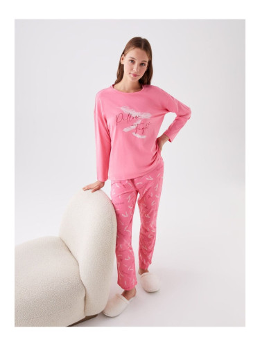 LC Waikiki Crew Neck Printed Long Sleeve Women's Pajama Set