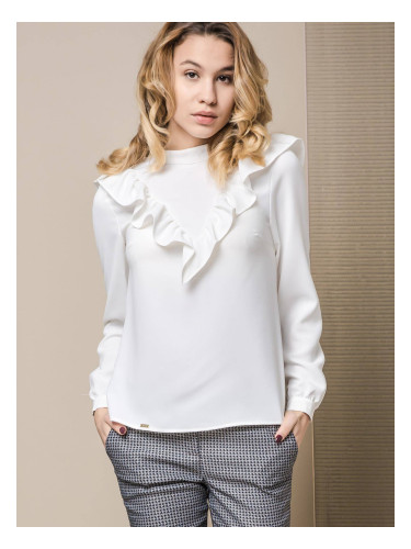 Lola blouse with frills at the front white