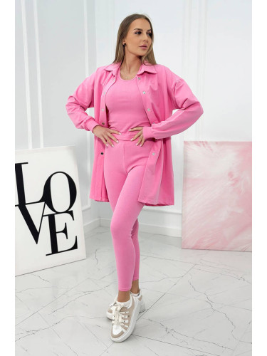 3-piece set of sweatshirt, top and leggings light pink