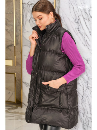 Z6729 DEWBERRY HK STYLE WOMEN'S VEST-PLAIN BLACK