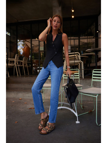 Trendyol Blue висока талия прави дънки