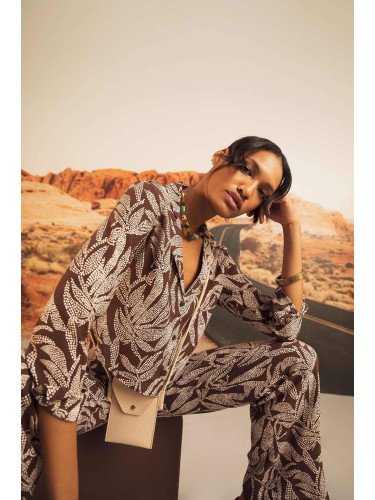 DEFACTO Long Sleeve Printed Crop Shirt