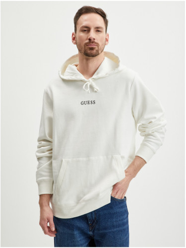 White Mens Hoodie Guess Roy - Men