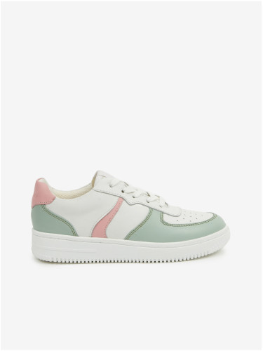 Green and white girls' leather sneakers Richter
