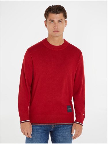 Red men's sweater with silk Tommy Hilfiger