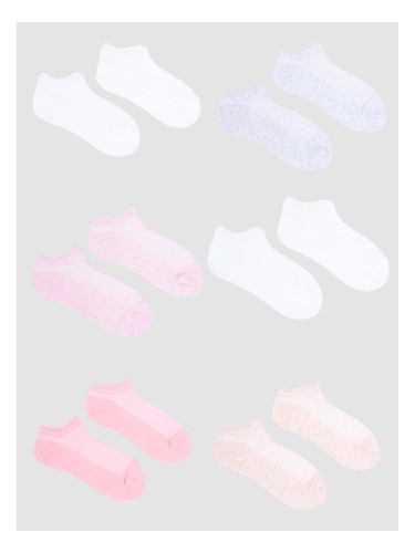 Yoclub Kids's Girls' Ankle Thin Cotton Socks Basic Plain Colours 6-pack SKS-0027G-0000