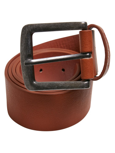 Imitation leather belt cognac brown