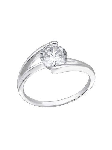 Silver Double Ring Engagement Ring