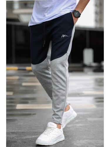 Madmext Gray Color Block Men's Tracksuit Bottoms