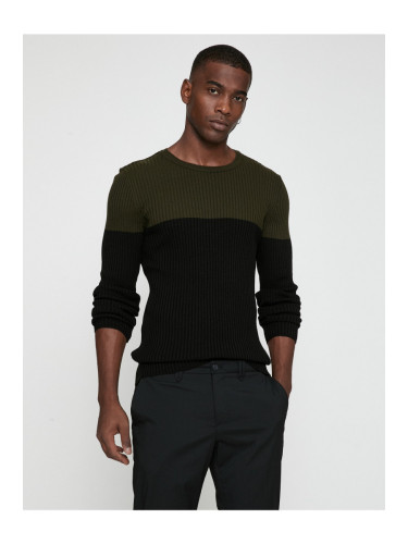 Koton Basic Sweater Color Block Crew Neck