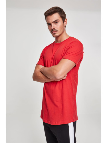 Shaped long T-shirt fiery red