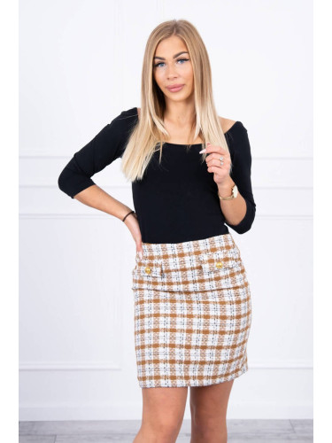 Checkered camel skirt