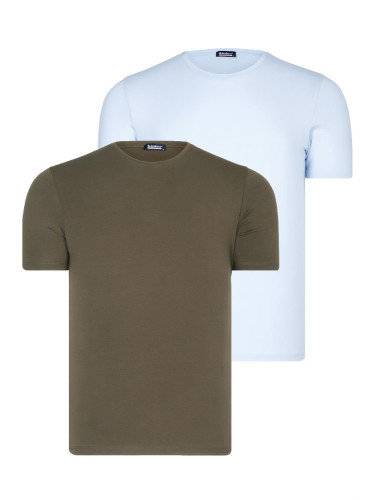 DUAL SET T8569 DEWBERRY BIKE COLLAR MENS T-SHIRT-BLUE-KHAKI