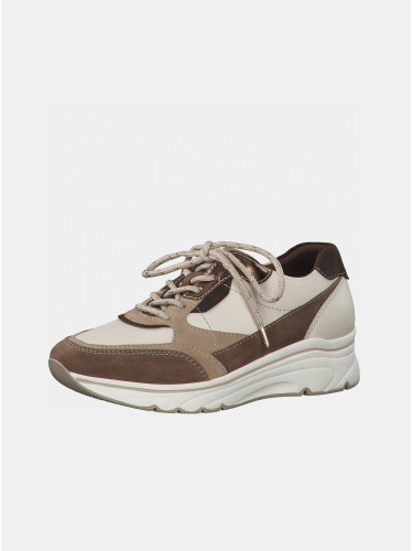 Tamaris brown/beige sneakers with leather details - Women's