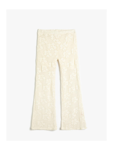 Koton Flare Leg Crochet Leggings Trousers Half Lined Elastic Waist