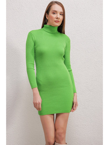 Bigdart 15797 Turtleneck Sweater Dress - Green
