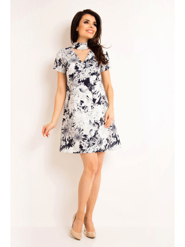 Awama Woman's Dress A171 Navy Blue/Flowers