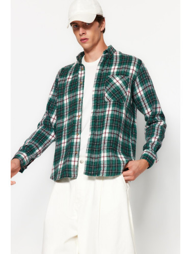 Trendyol Green Slim Fit Lumberjack Plaid Buttoned Collar Shirt