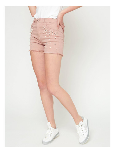 Shorts with pearls powder pink