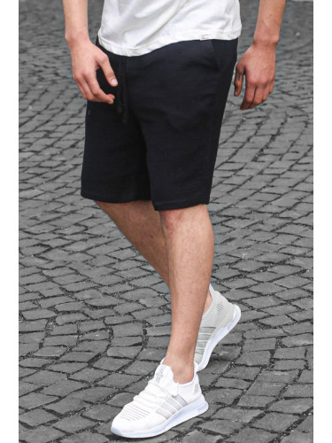 Madmext Black Basic Linen Men's Shorts 6506
