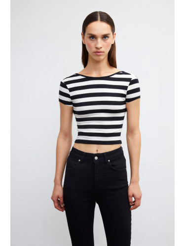 VATKALI Low-cut back striped blouse
