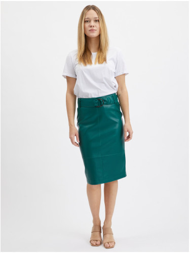 Orsay Green Women's Pencil Leatherette Skirt - Women