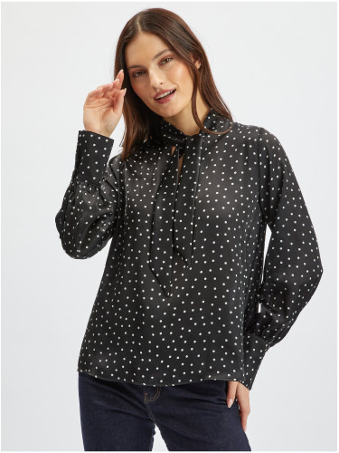 Orsay Women's Black Satin Polka Dot Blouse - Women's