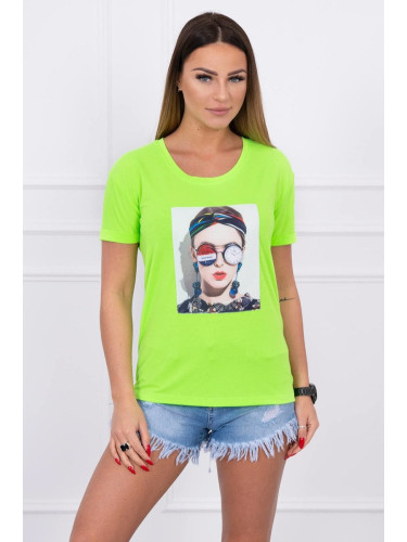 Blouse with women's graphics green neon