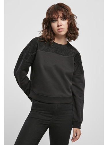 Women's short oversized lace insert Crew black