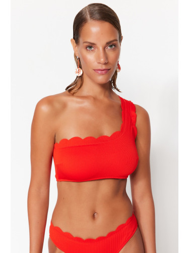 Trendyol червено едно рамо лазерно нарязани текстурирани бикини отгоре