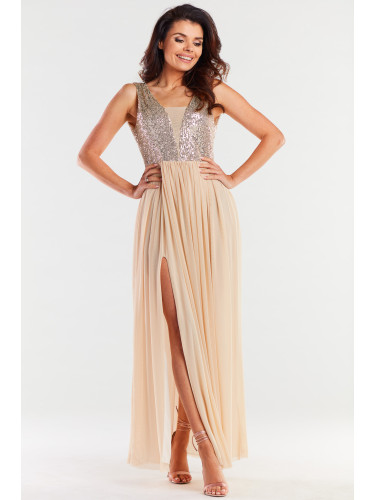 Awama Woman's Dress A486 Beige