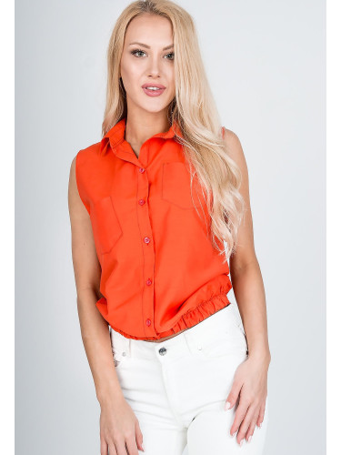 Lady's sleeveless shirt with pockets - orange,